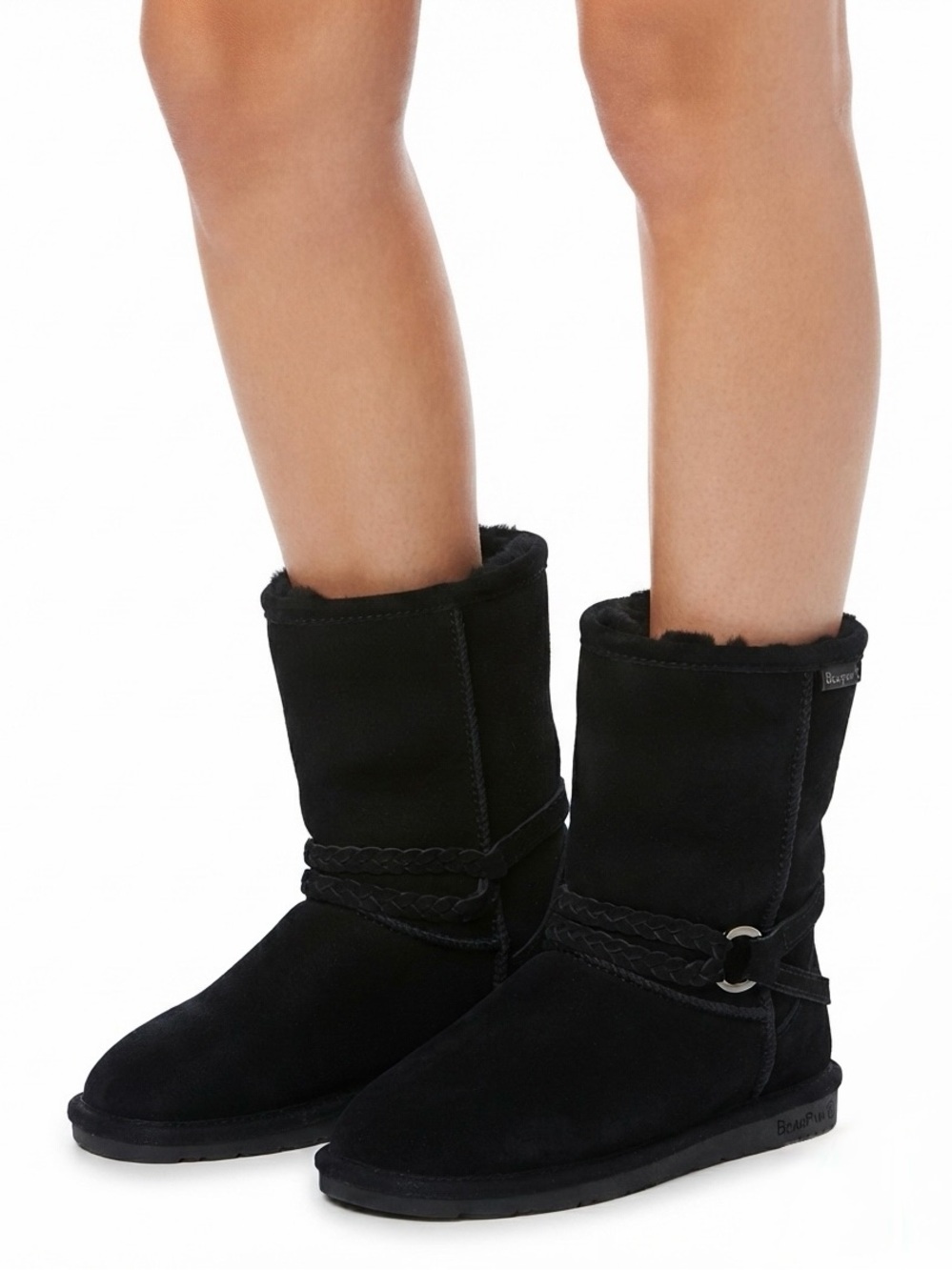 [Bearpaw] Black Braided Strap Boots